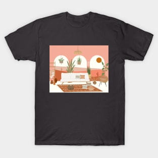 Boho Peach House In Desert T-Shirt